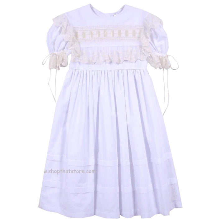 LaJenns White/Ecru Heirloom Dress - ShopThatStore
