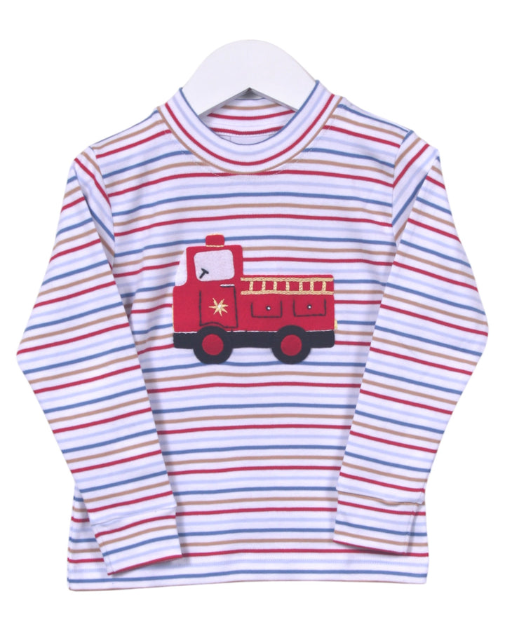 Fire Truck Felt Applique Stripe Tee