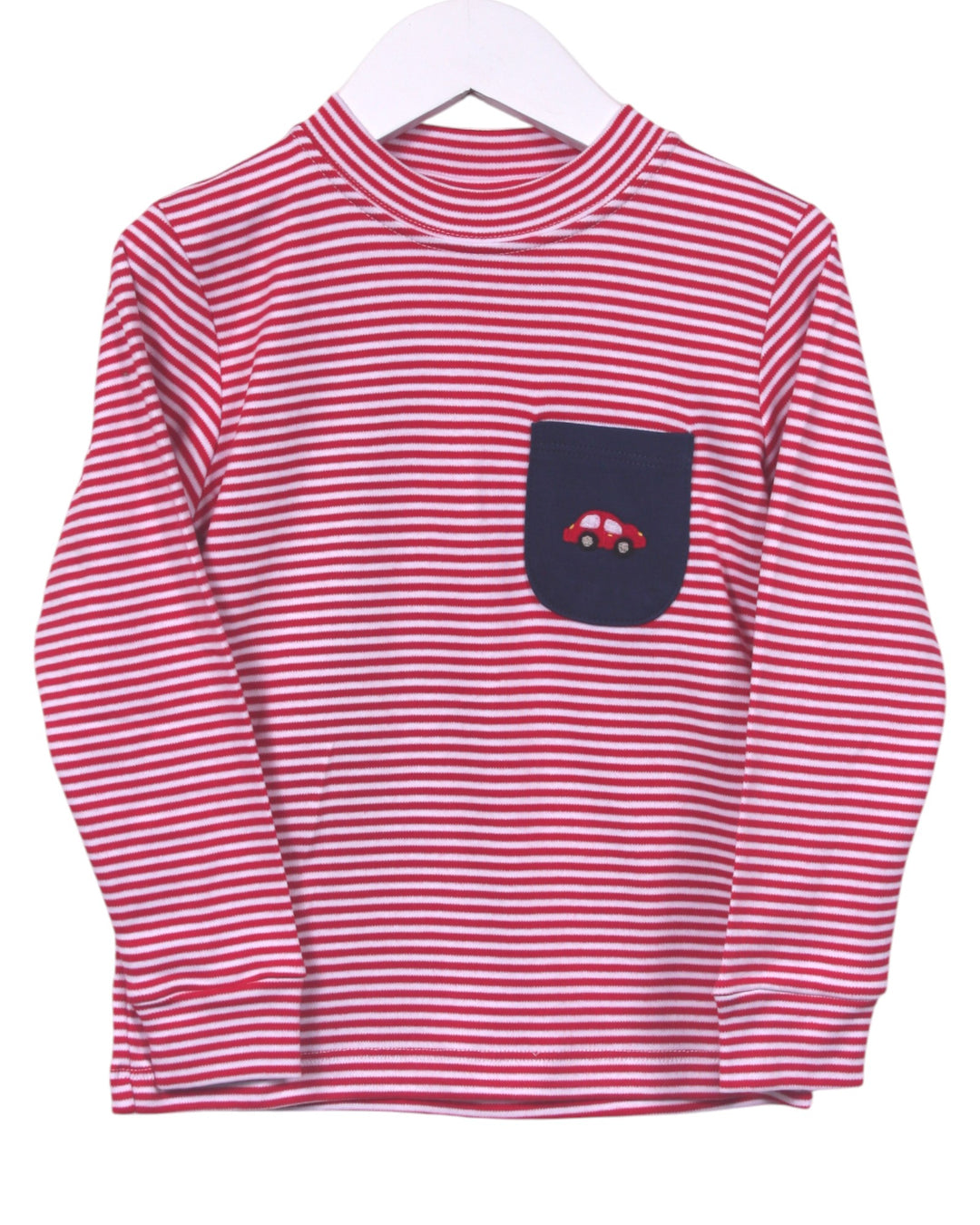 Car Embroidered Pocket Red Stripe Boys Tee