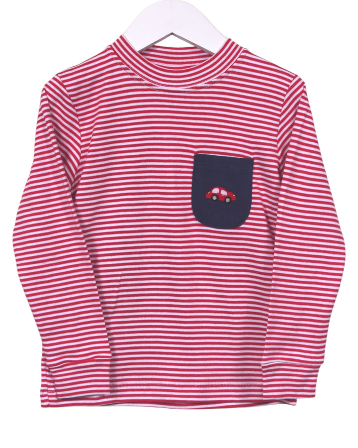 Car Embroidered Pocket Red Stripe Boys Tee