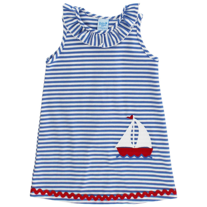 Smooth Sailing Blue Stripe Knit Dress, front