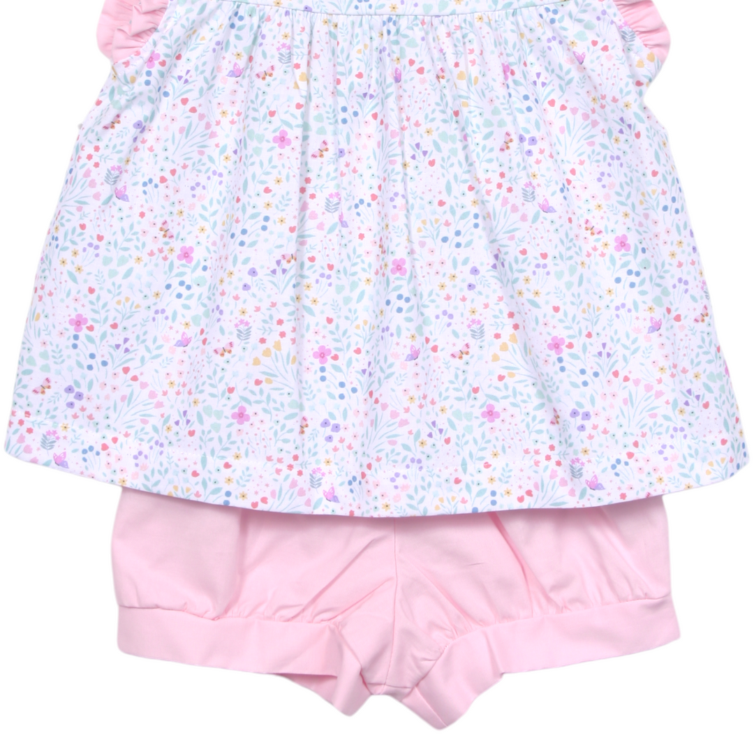 Meadow Pink Floral Lottie Banded Short Set, close up 2