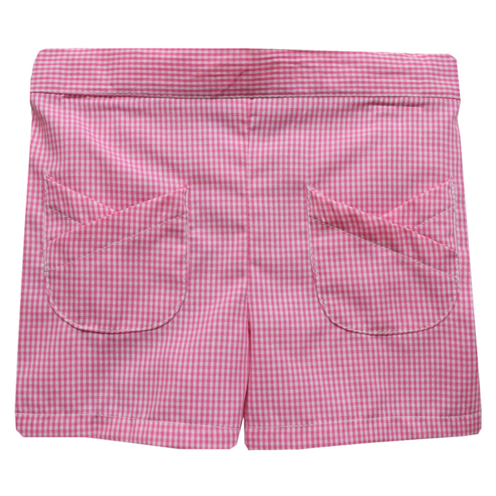 Tulip Pocket Candy Pink Gingham Girls Short, front