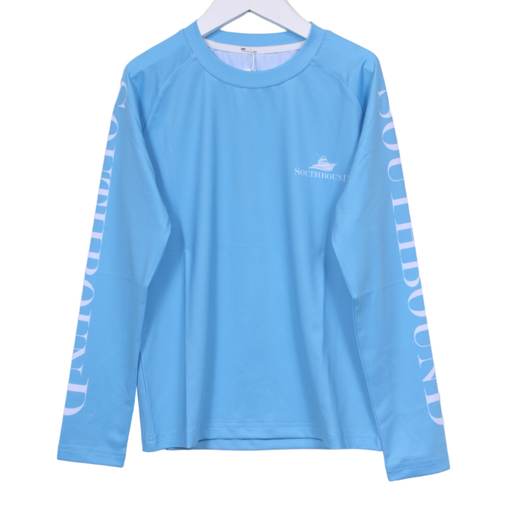 Blue Curaco Long Sleeve Performance Tee, front
