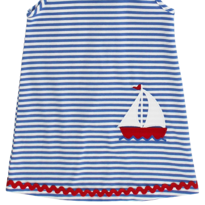 Smooth Sailing Blue Stripe Knit Dress, close up 2