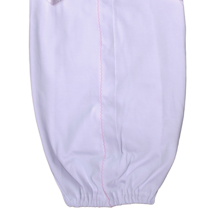 White Pima Converter Pink Trim Girl Gown, bottom