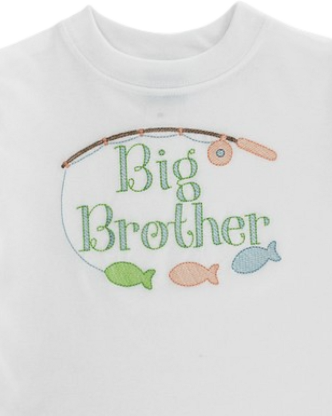Big Brother Embroidered Boys White Tee, That Store, close up