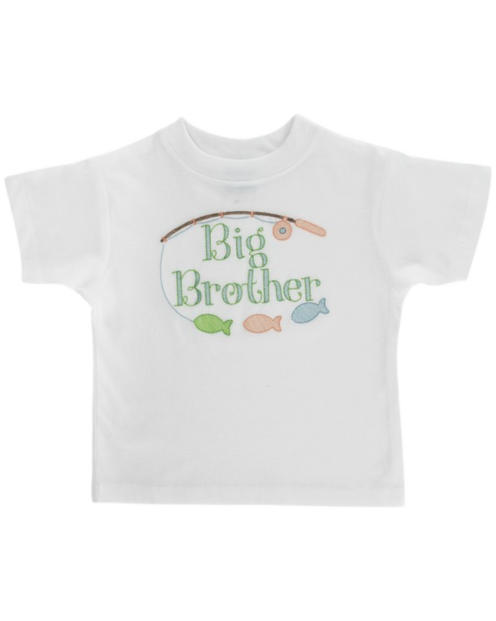 Big Brother Embroidered Boys White Tee, That Store, front