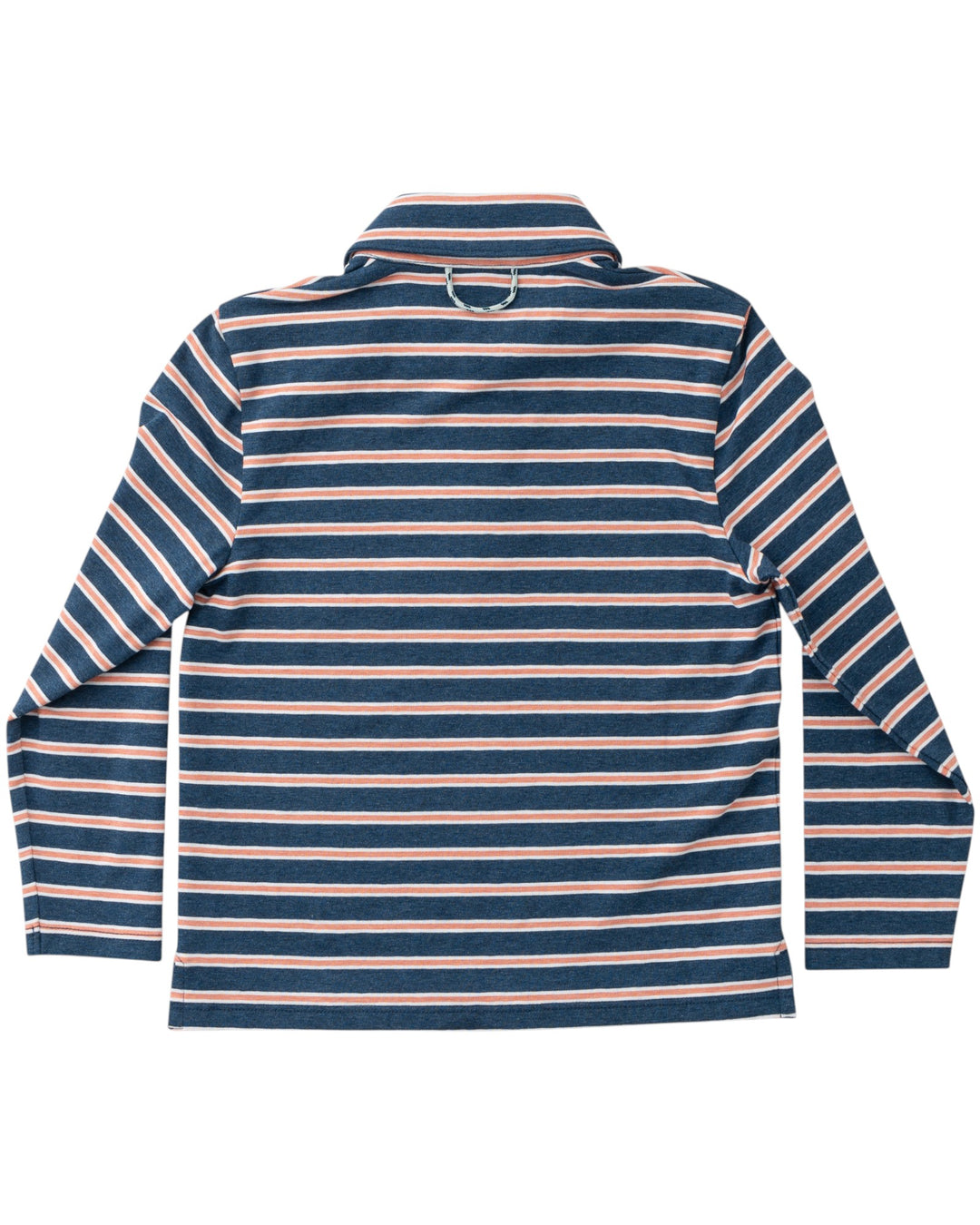Boys Long Sleeve Too Cool for School Cotton Polo in Dark Denim Crabapple Stripe