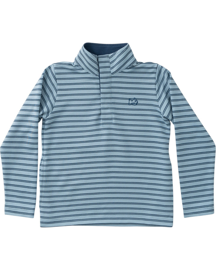 Boys Sporty Snap Pullover in Ashley Blue Dark Denim Stripe