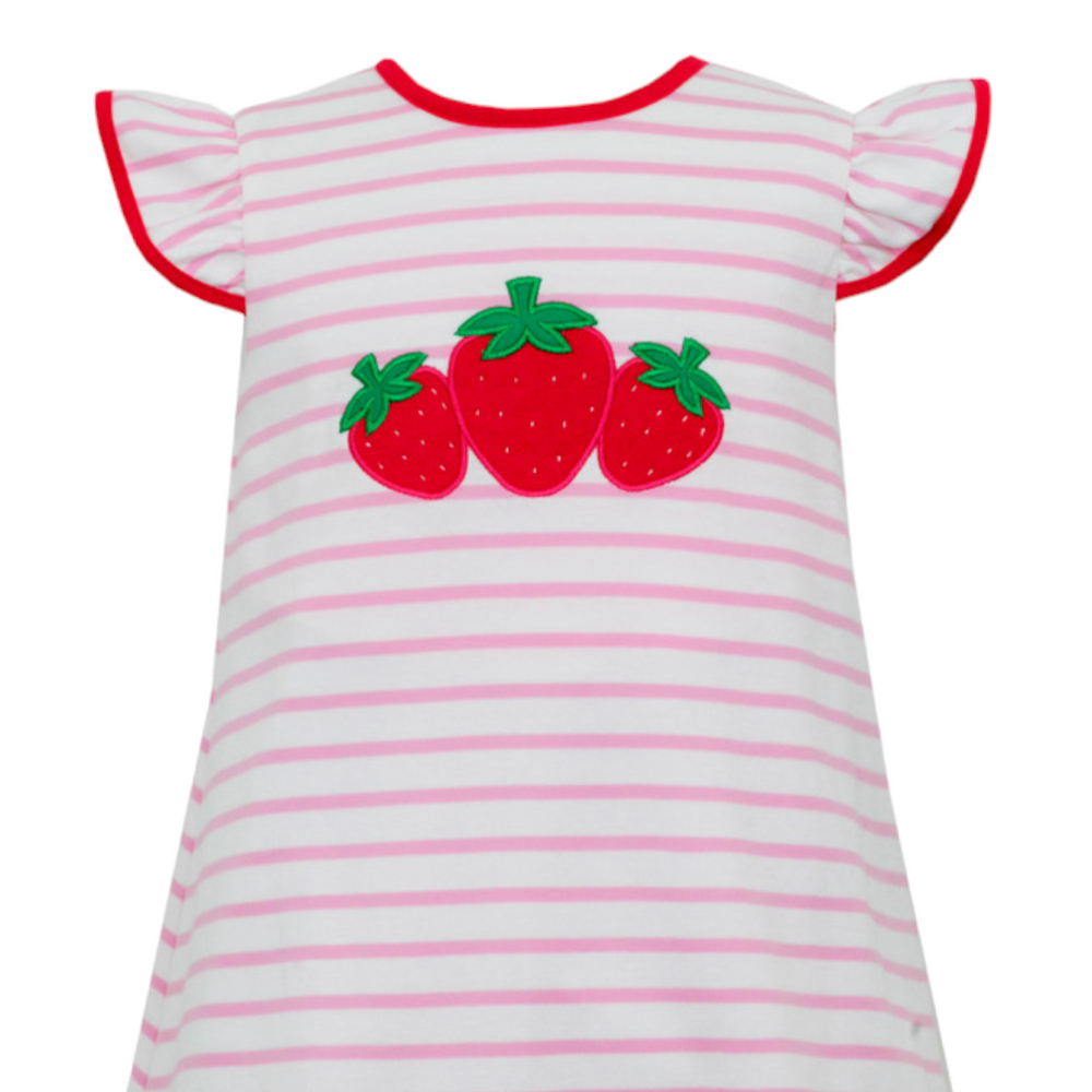 Strawberry Pink Stripe Dress, close up