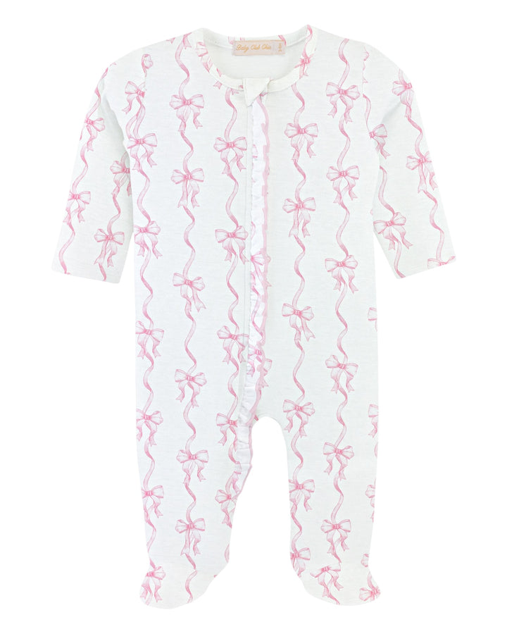 Coquette Bows Pink Girls Zipper Ruffle Footie, That Store, front