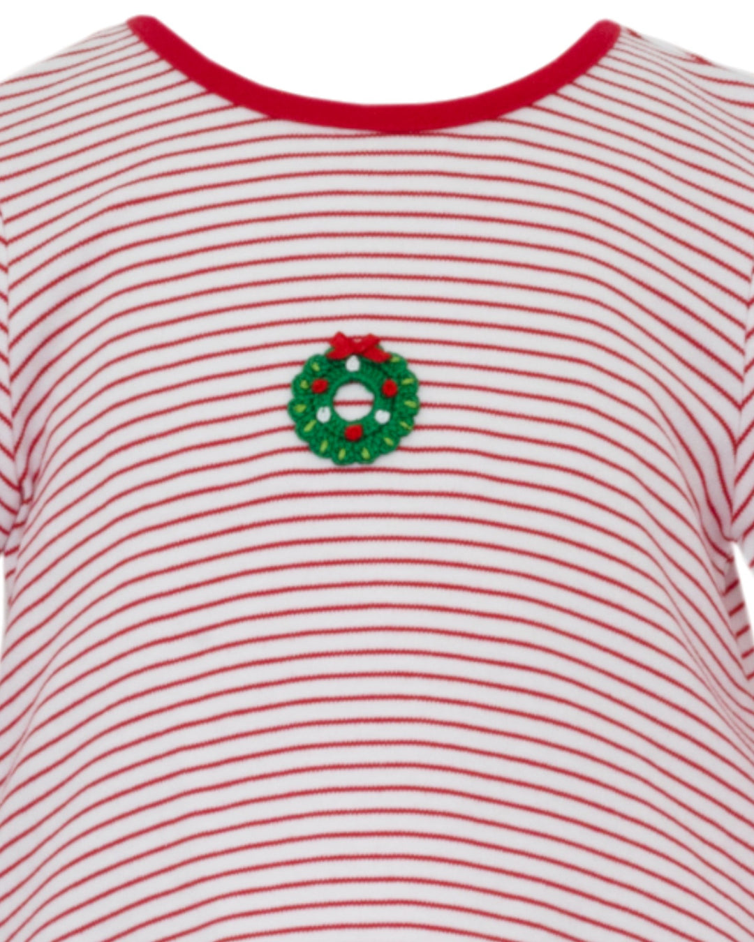 Crocheted Wreath Red Stripe Girls Tunic Set