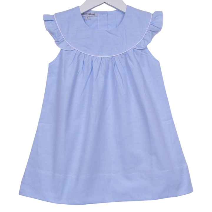 Blue Chambray Round Collar Dress, front