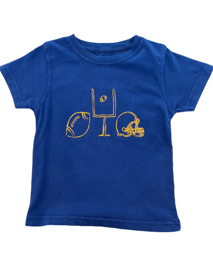 Football Trio Short Sleeve Tee- Navy & Orange