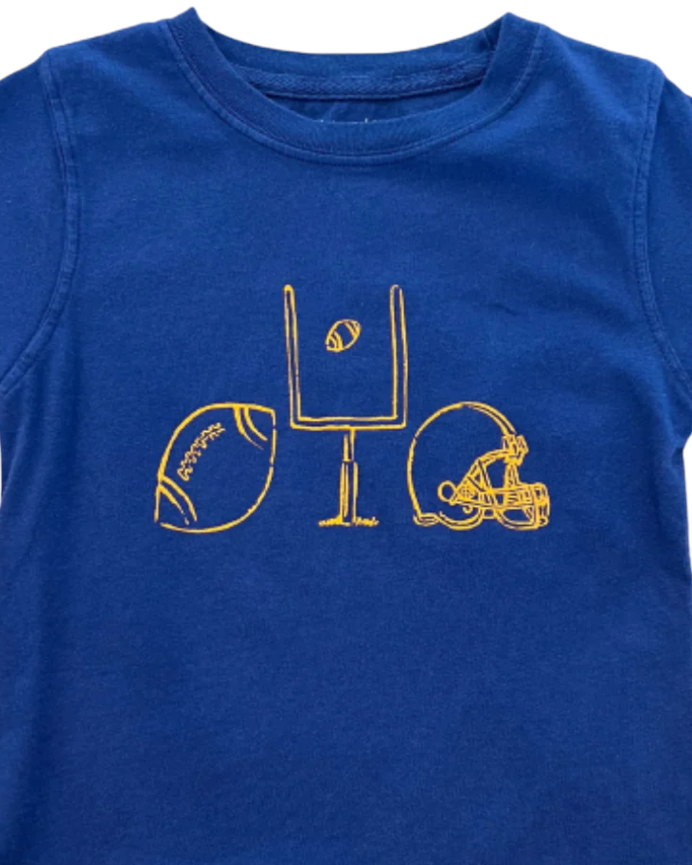 Football Trio Short Sleeve Tee- Navy & Orange, close up