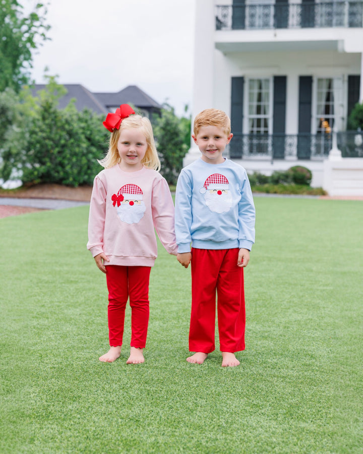 French Terry Boys Pullover- Santa Light Blue