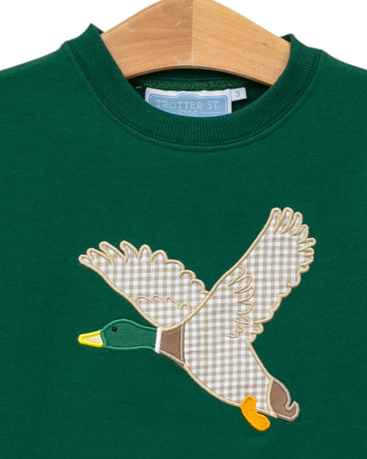 French Terry Green Boys Pullover- Mallard