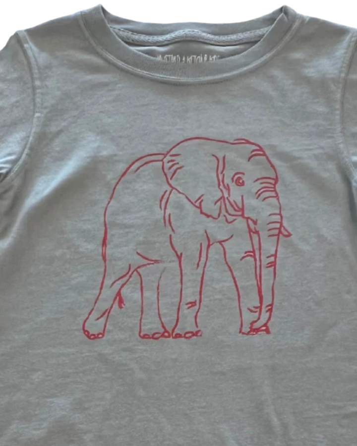 Gray Elephant Short Sleeve Tee, close up
