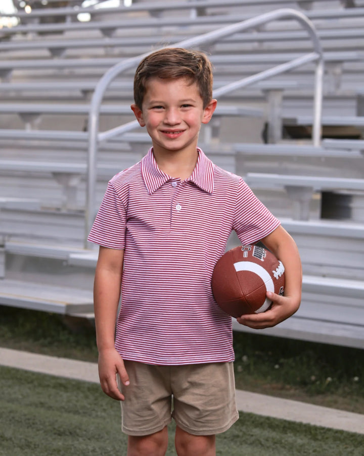 Henry Game Day Boys Polo- Crimson Stripe, That Store, child