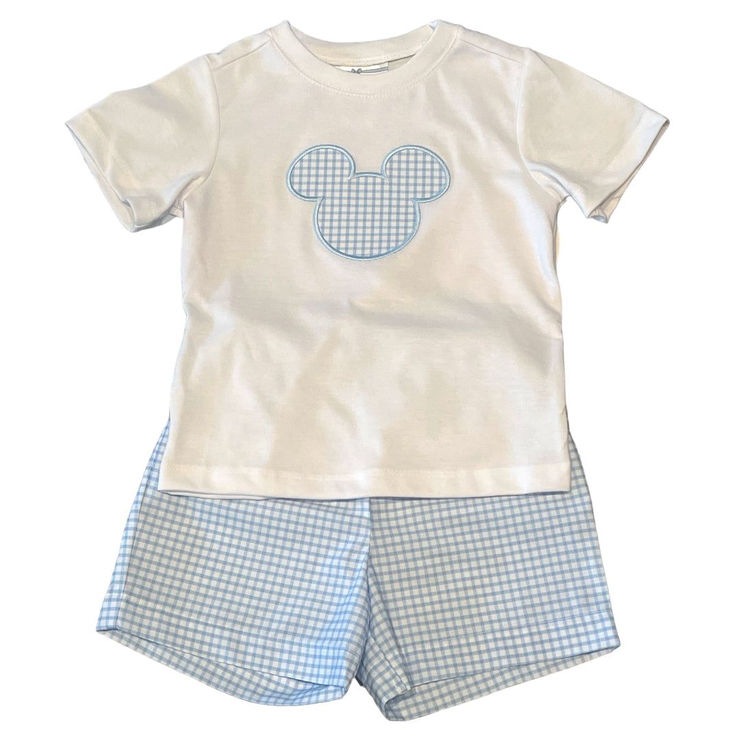 Mouse Ear Blue gingham Short Set at shopthatstore, front