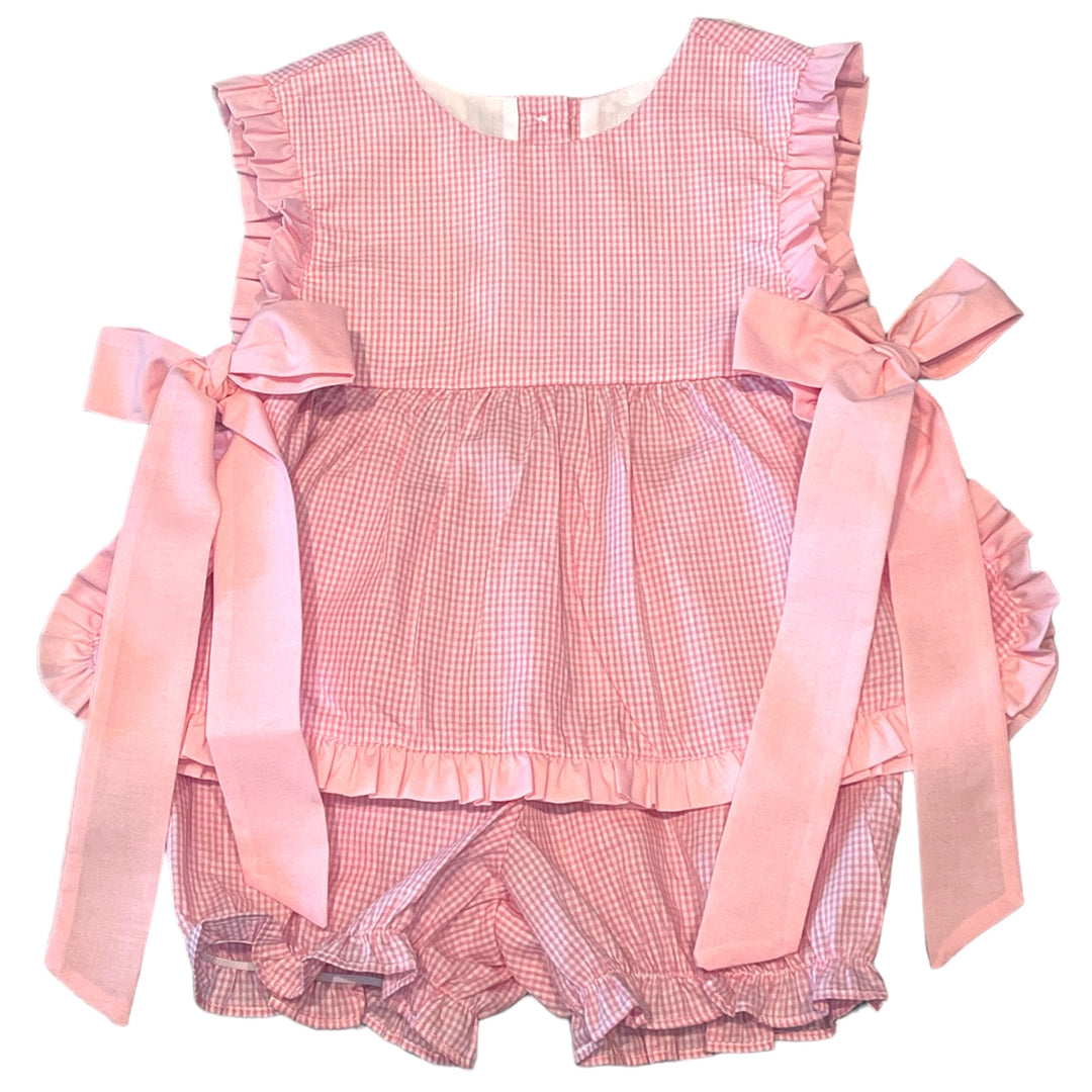 Pink Gingham Bow Bloomer Set, front
