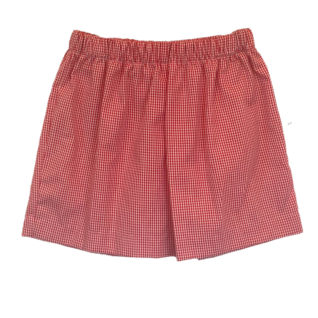 Red Cardinal Mini Gingham Boys Pull on Short, front