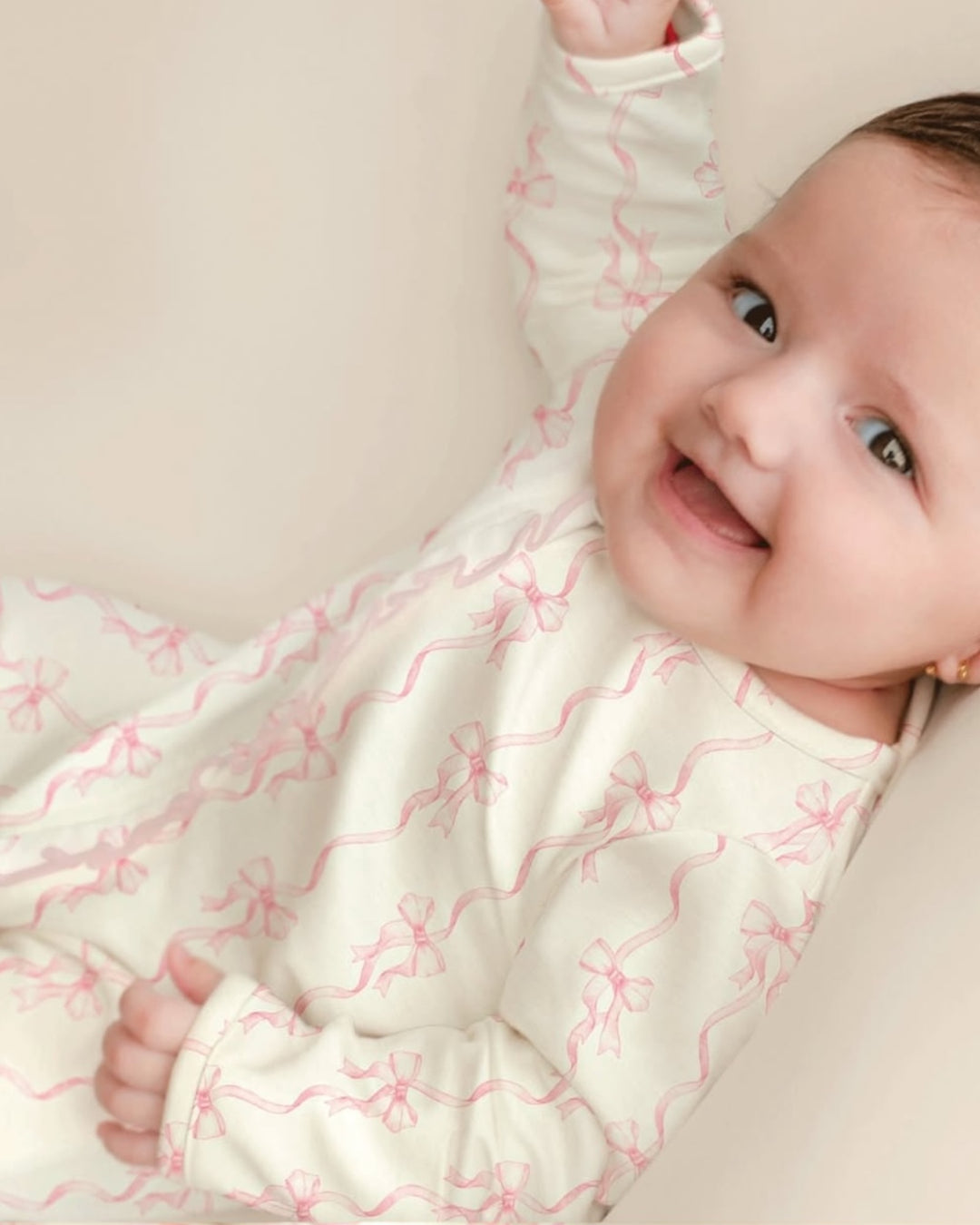 Coquette Bows Pink Girls Zipper Ruffle Footie