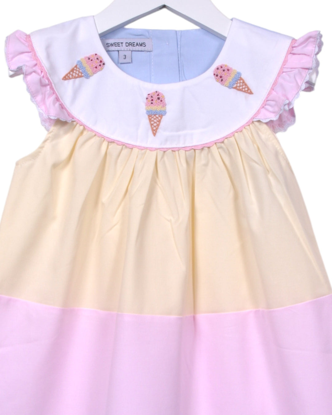 Ice Cream Embroidered Pink Colorblock Dress, That Store, close