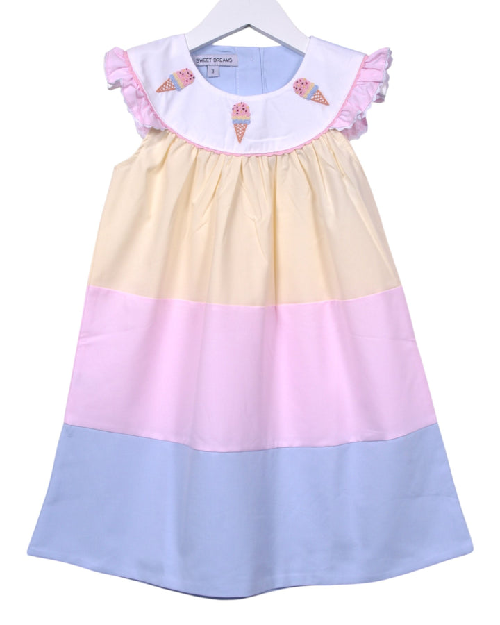 Ice Cream Embroidered Pink Colorblock Dress, That Store, front