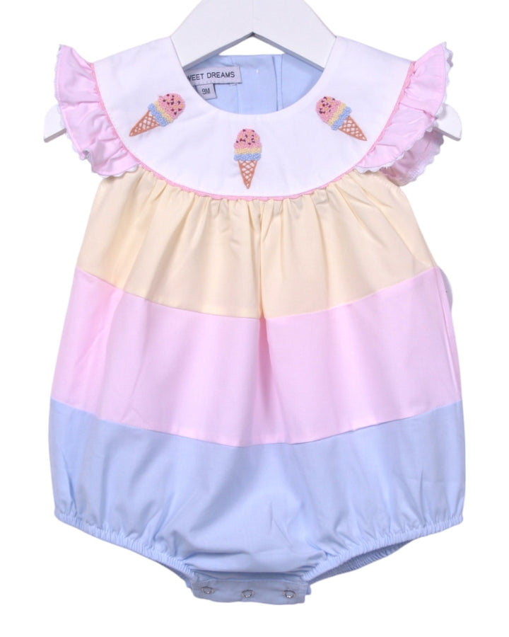 Ice Cream Embroidered Pink Colorblock Girls Bubble, front