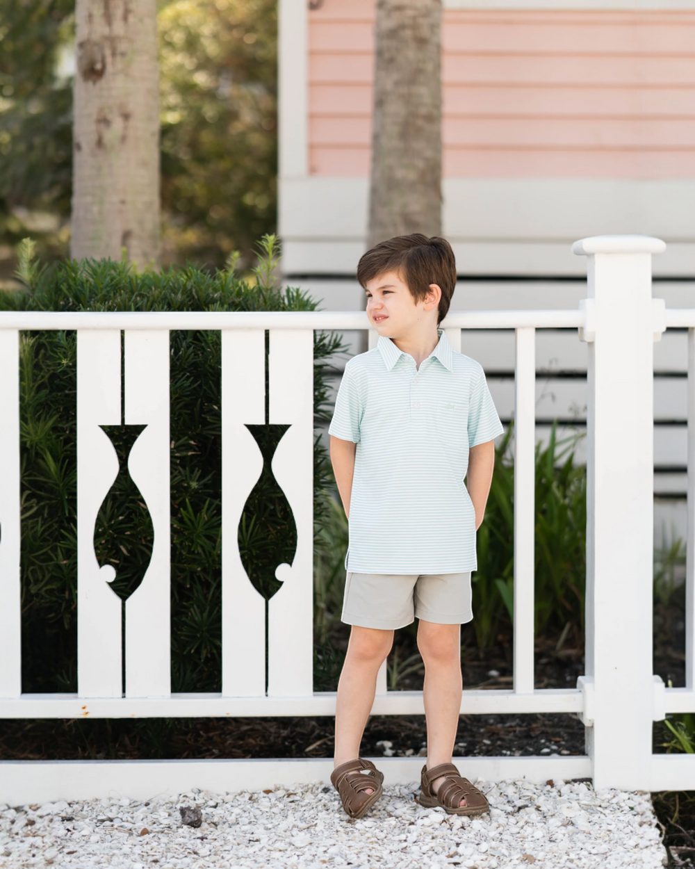 Inshore Performance Boys Polo: Ocean Wave Stripe, That Store, child