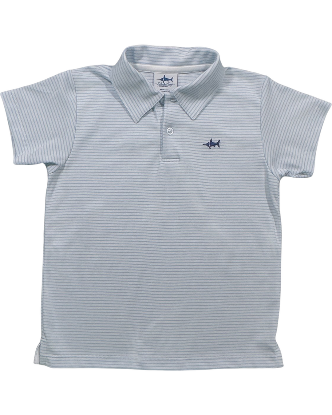 Inshore Performance Boys Polo: Parisian Blue Stripe: Light Blue Stripe, That Store, front