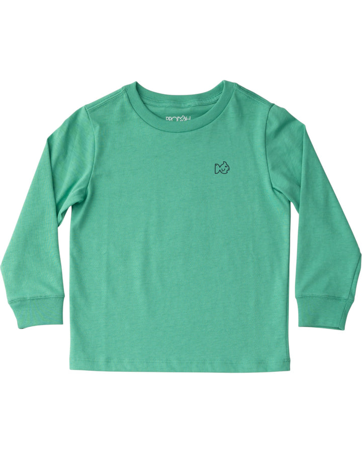 Kid's Long Sleeve Cotton T-shirt in Green Spruce
