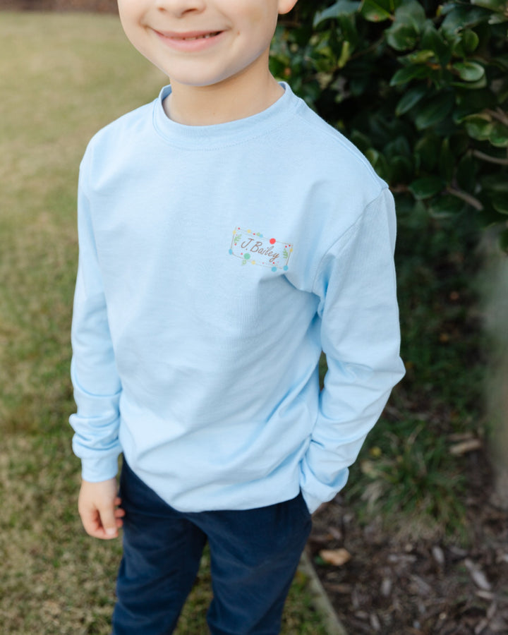 L/S Logo Tee-Christmas Labs on Lt Blue