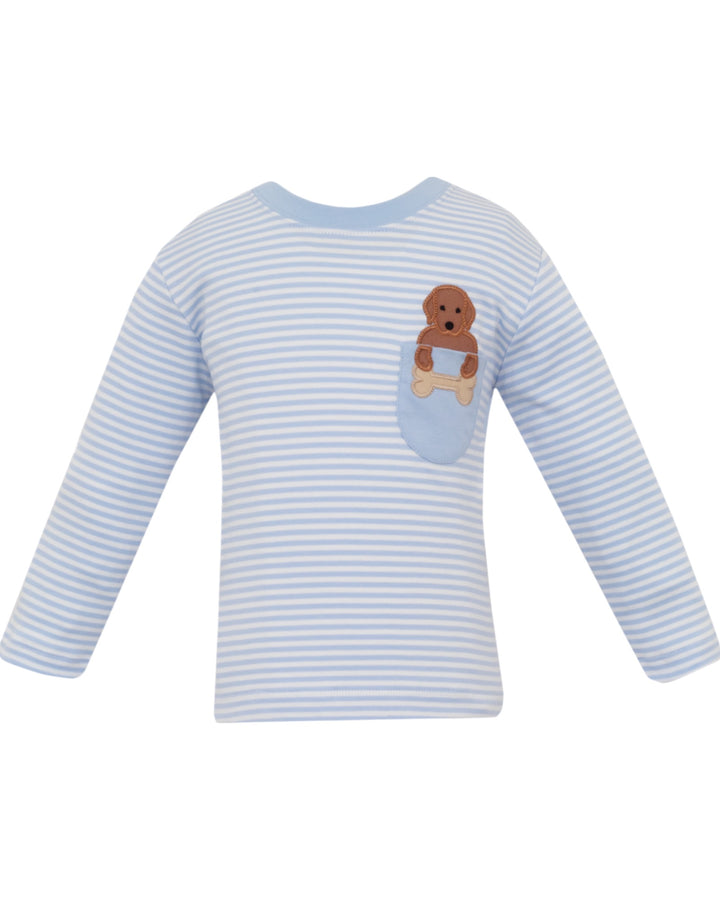 Labs Applique Blue Stripe Boys Tee, That Store, front