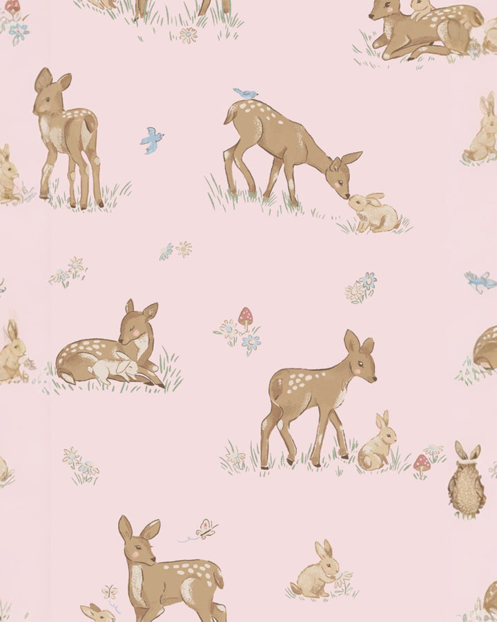 Little Fawn Pink 2 Way Zipper Convertible Romper, That Store, fabric