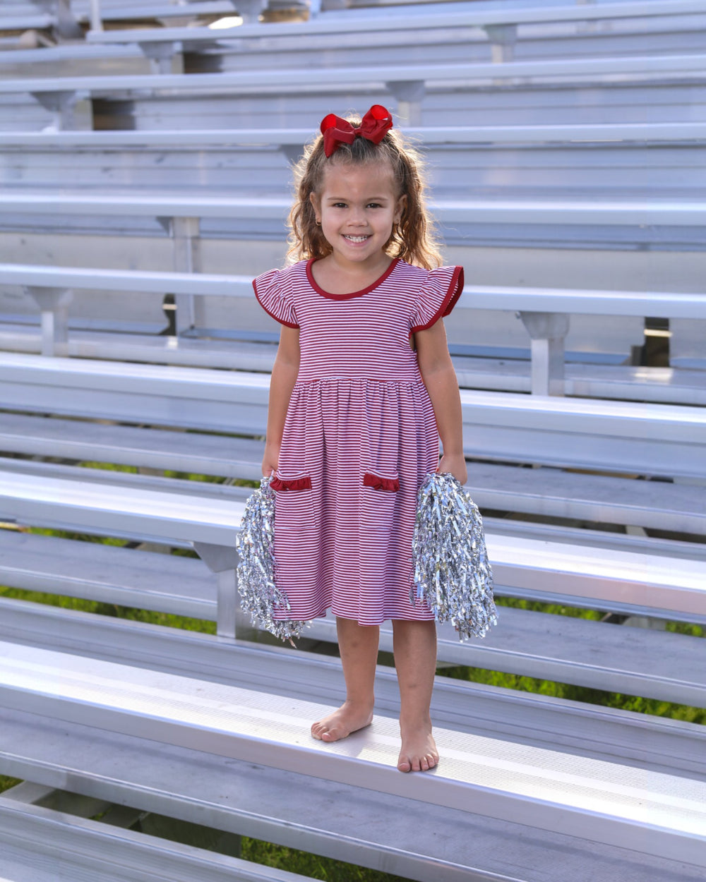 Lucy Game Day Dress- Crimson Stripe, Shop That Store, child