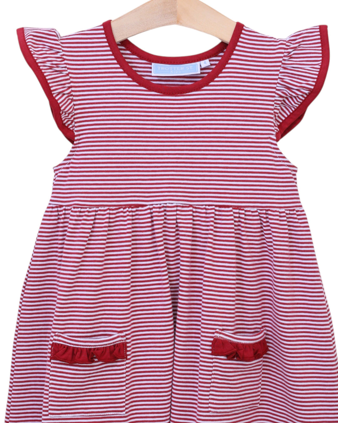 Lucy Game Day Dress- Crimson Stripe, Shop That Store, close