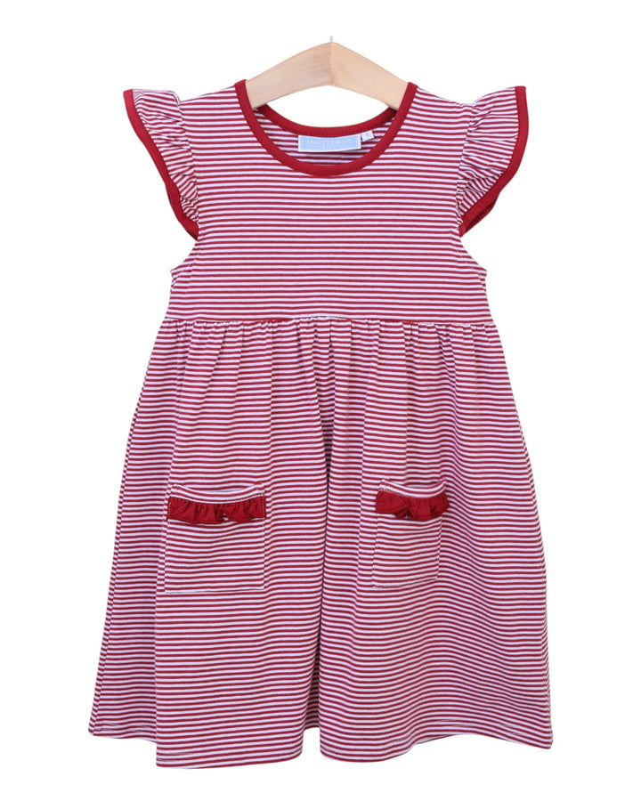 Lucy Game Day Dress- Crimson Stripe, Shop That Store, front