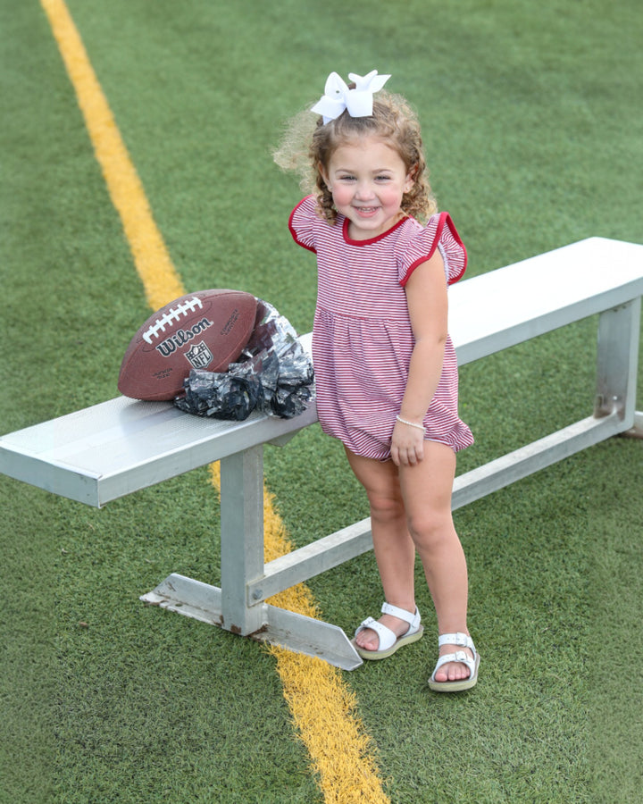 Lucy Game Day Girls Bubble- Crimson Stripe, That Store, child