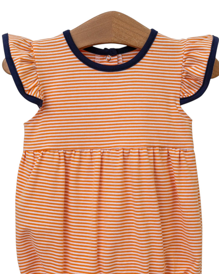 Lucy Game Day Girls Bubble- Orange Stripe/Navy, That Store, close