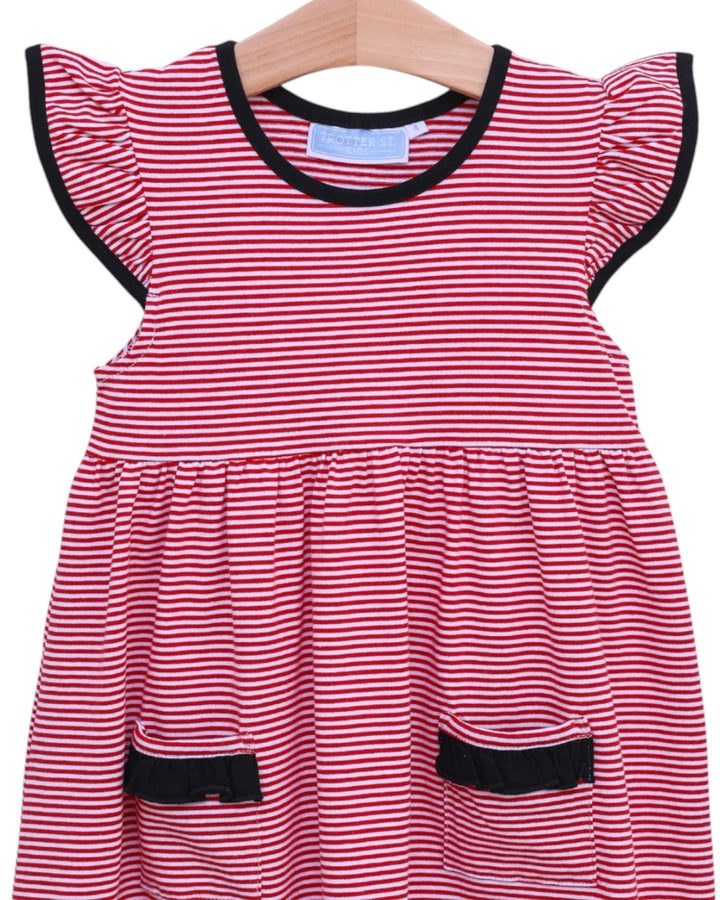 Lucy Game Day Red and Black Stripe Dress, That Store, close