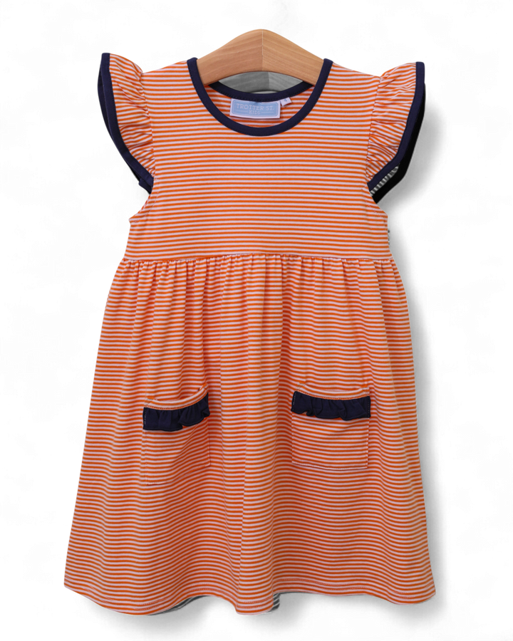 Lucy Game Day Striped Dress- Orange Stripe/Navy, That Store, dress