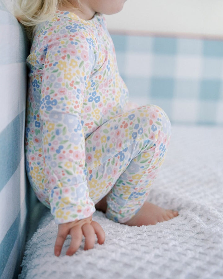 Multi-colored Flower Girls Sleep Zip Romper, That Store, child 2