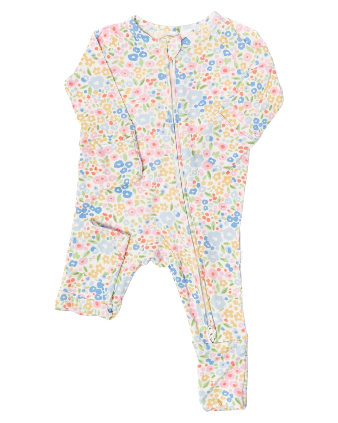 Multi-colored Flower Girls Sleep Zip Romper, That Store, front