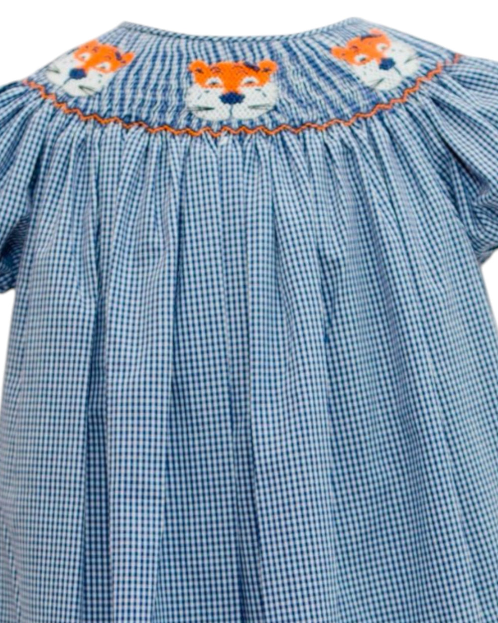 Navy/Orange Tiger Bishop Smock Dress, That Store, close