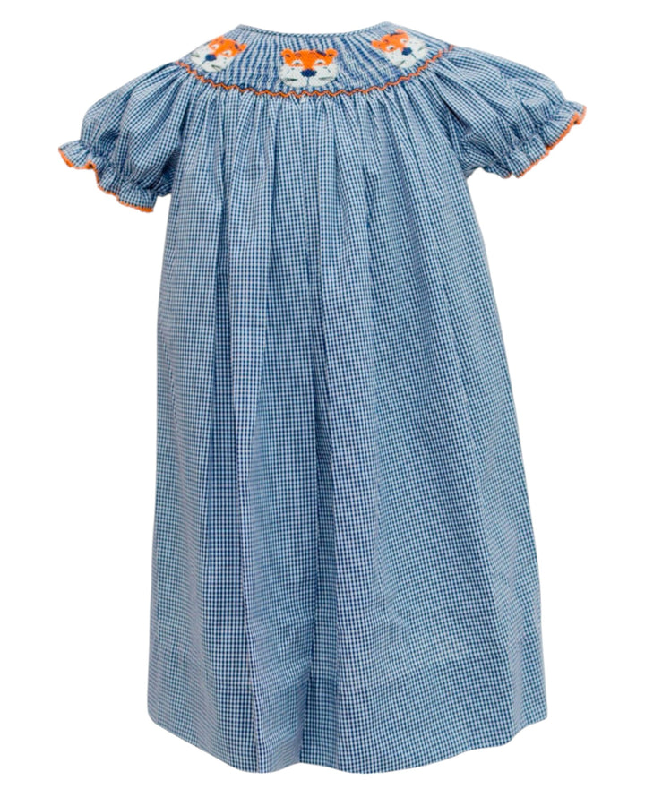 Navy/Orange Tiger Bishop Smock Dress, That Store, front