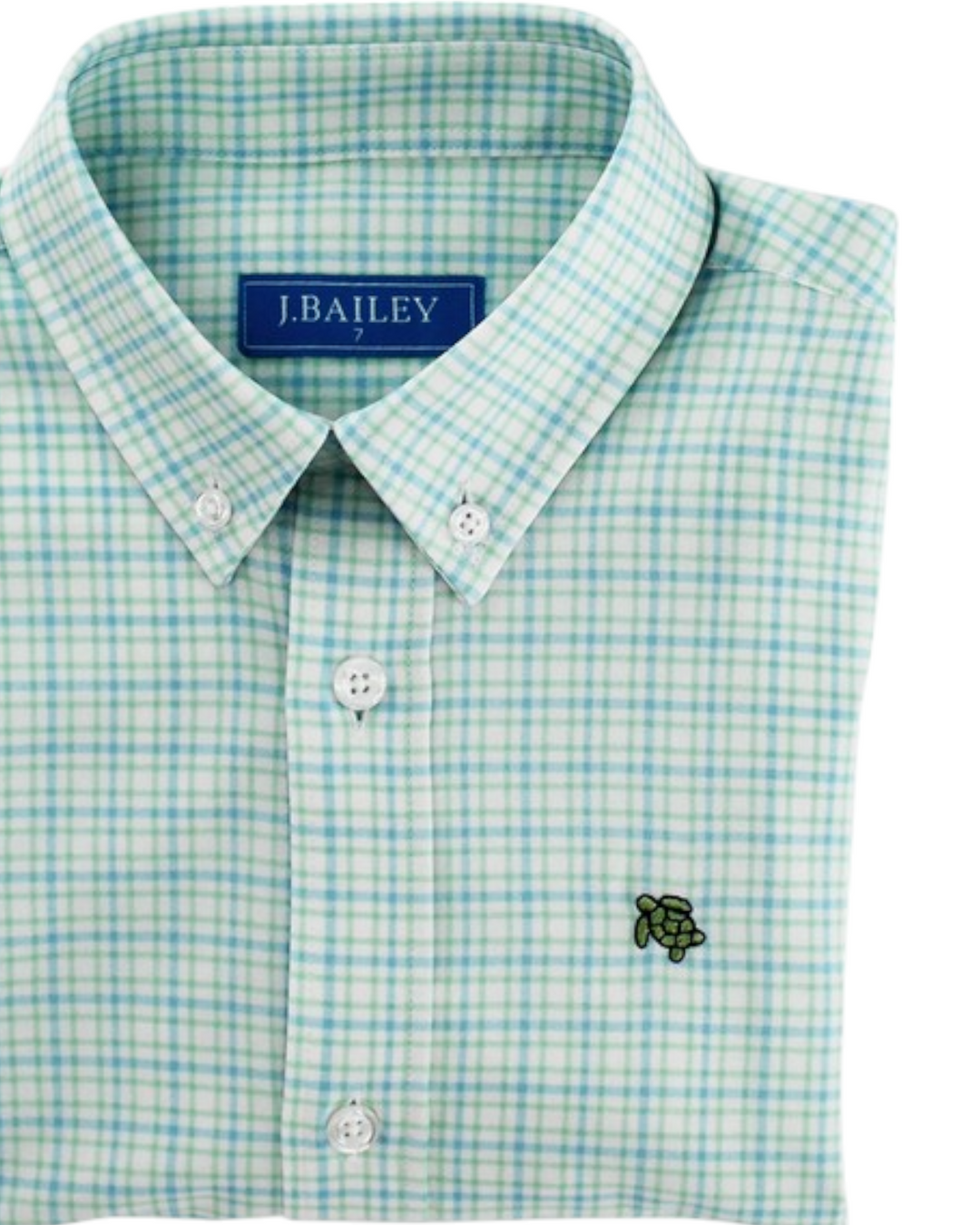 Performance Boys Plaid Button Down- Lagoon, That Store, close up