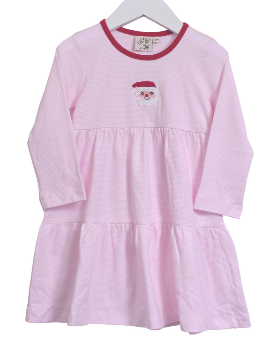 Pink dress with a Santa face on a white background